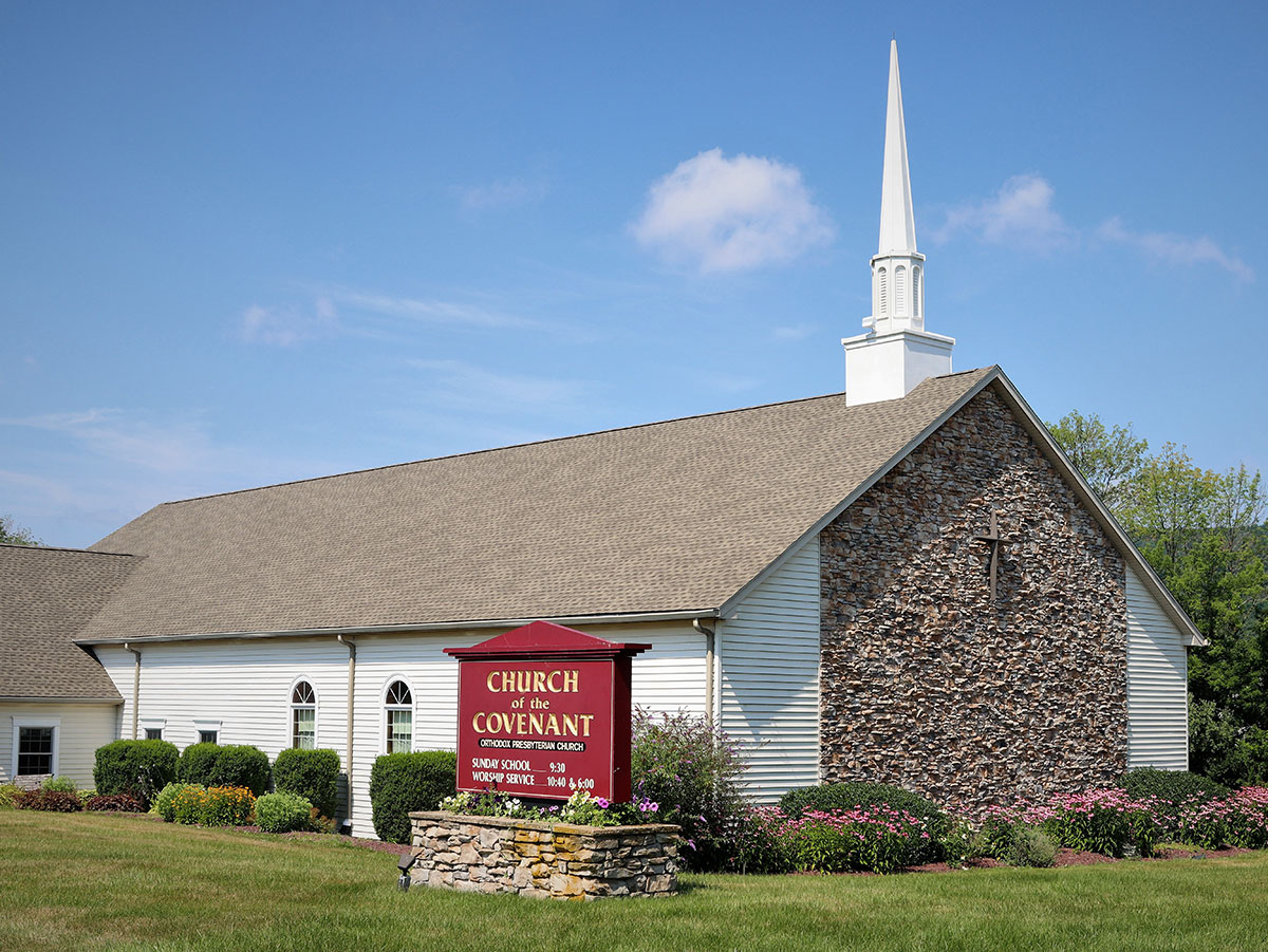 church sign and building